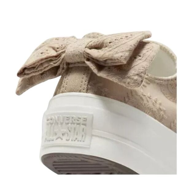 Converse Chuck Taylor All Star Lift Bow Nutty Granola Embroidered Flowers Size 8 - Picture 3 of 8